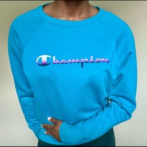 Champion Crewneck Long sleeve Sweatshirt Blue Size Small